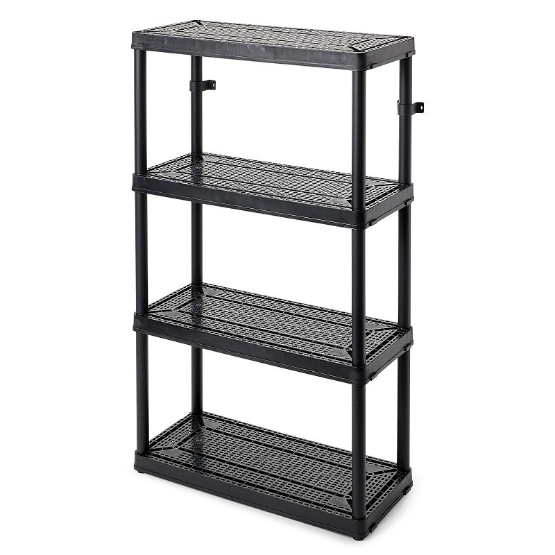 Gracious Living 4 Shelf Fixed Height Ventilated Medium Duty Shelving Unit， Black