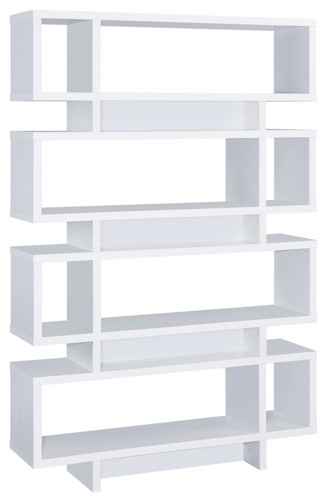 Reid 4 tier Open Back Bookcase White   Modern   Bookcases   by Modon  Houzz