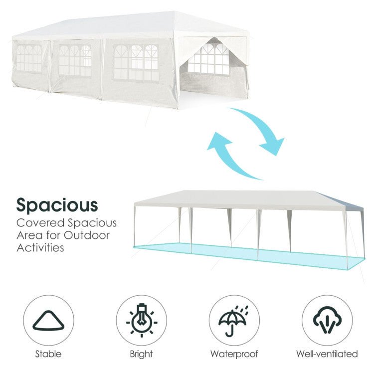 Luxury 10x30ft Outdoor Canopy Party Tent with 8 Removable Sidewalls