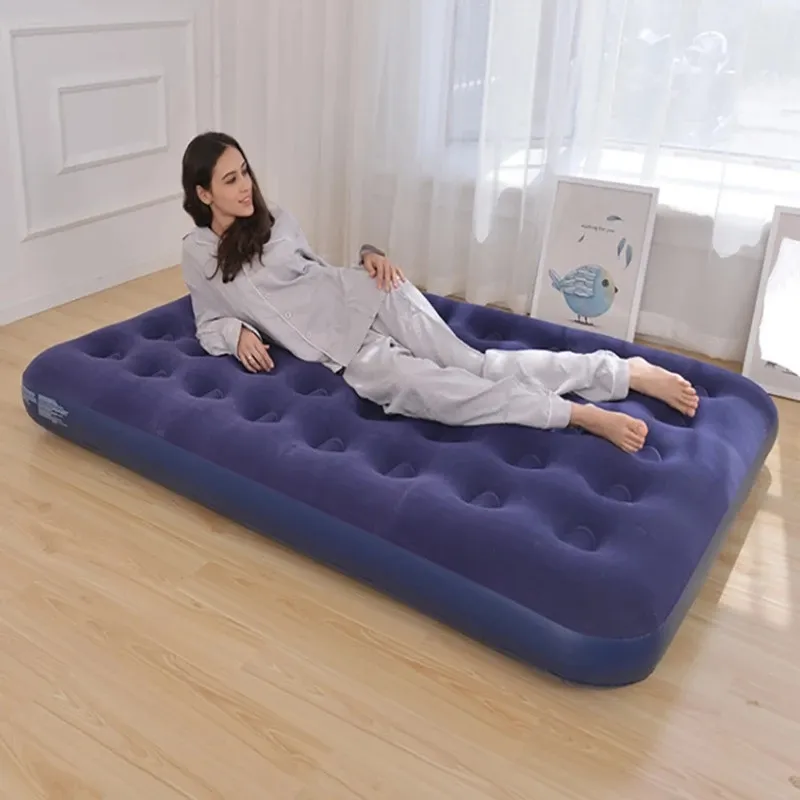 New Flocking Inflatable Bed Mattress Air Bed With Pump For Camping Traveling Inflatable Air Mattress