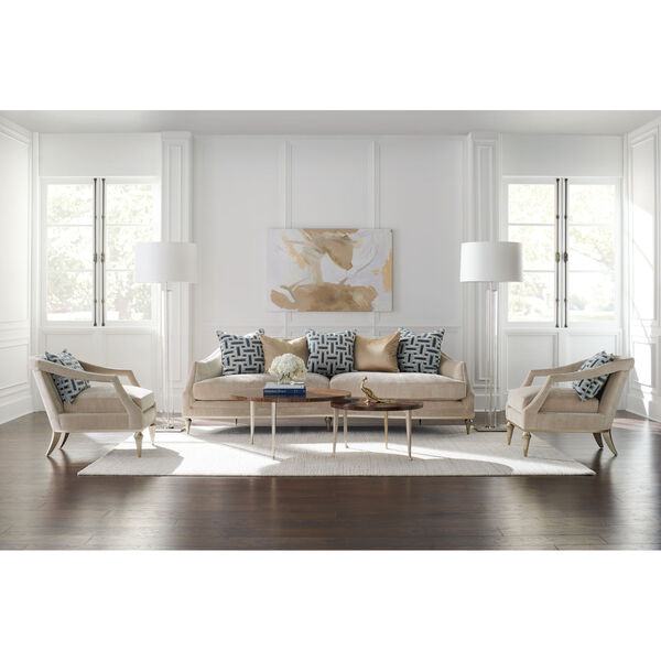 Caracole Classic Blush Taupe and Beige Living Large Sofa