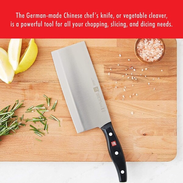 ZWILLING TWIN Signature Chinese Chef Knife， Chinese Cleaver Knife， 7-Inch， Stainless Steel， Black - 7-inch