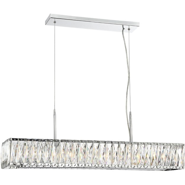 Wide Modern Clear Crystal 5 light Fixture For Dining Room Kitchen Island Home