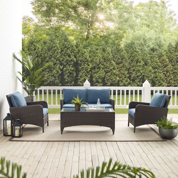 Kiawah 4Pc Outdoor Wicker Conversation Set