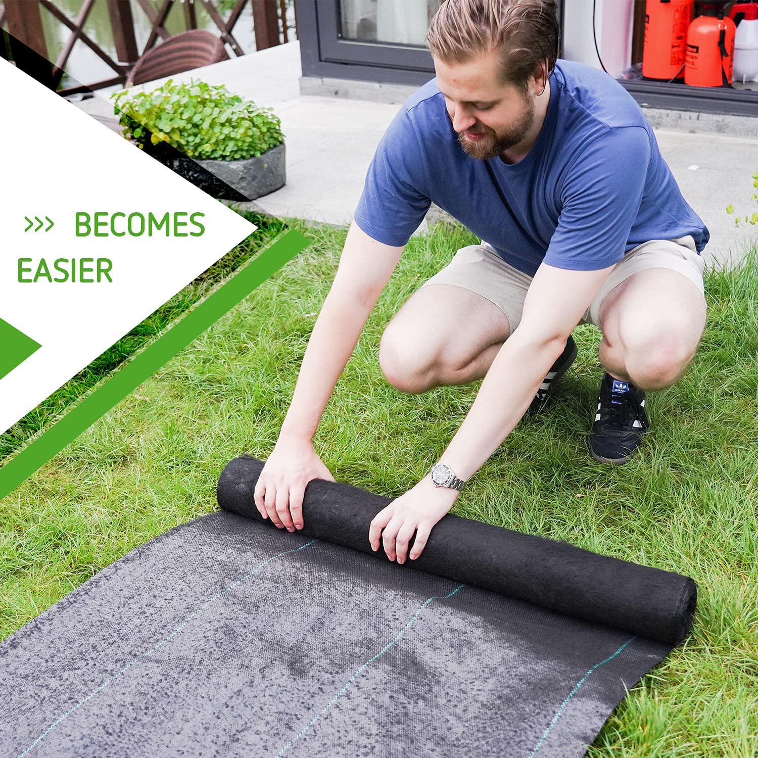 VIVOSUN 5oz/sy Barrier Landscape Fabric 4 ft. x 250 ft, Commercial Ground Cover Fabric Block, Gardening Fabric Mat, Black Heavy Duty Garden Cloth Felt for Flower Bed, Patio, Orchard, and Playground