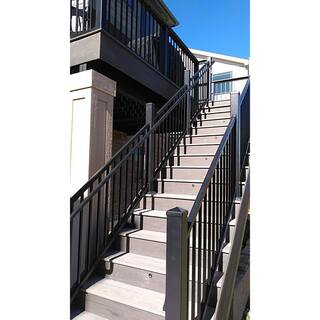 Pegatha Contemporary 8 ft x 36 in. Black Fine Textured Aluminum Stair Rail Kit H-60003901