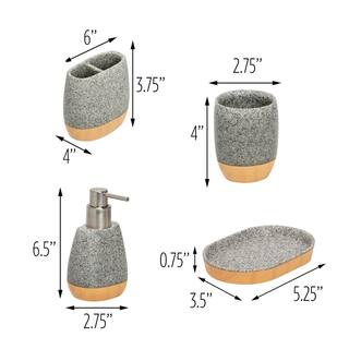 Honey-Can-Do 4-Piece Bathroom Accessories Set in Resin Grey BTH-08731