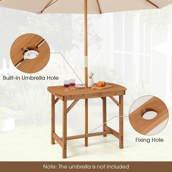 Outdoor Fir Wood Dining Table with 1.5 Inch Umbrella Hole