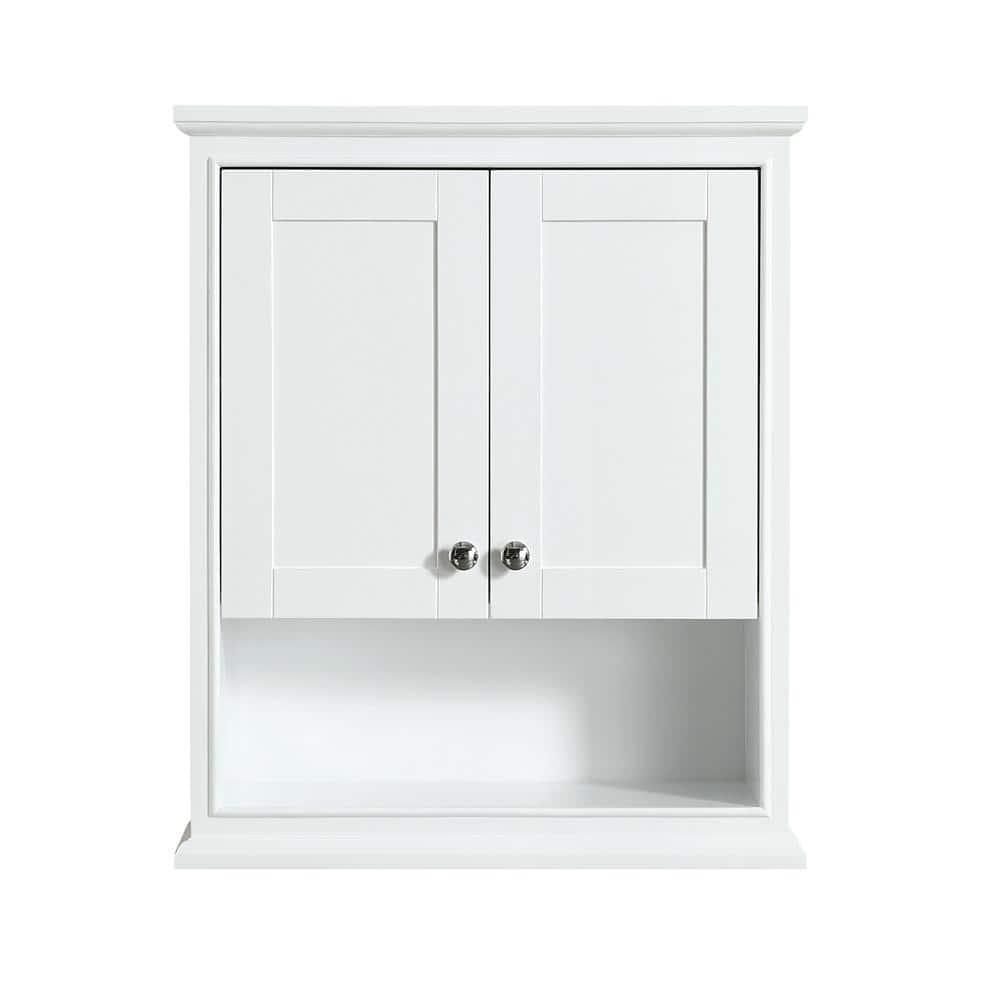 Wyndham Collection Deborah 25 in W x 30 in H x 9 in D Bathroom Storage Wall Cabinet in White