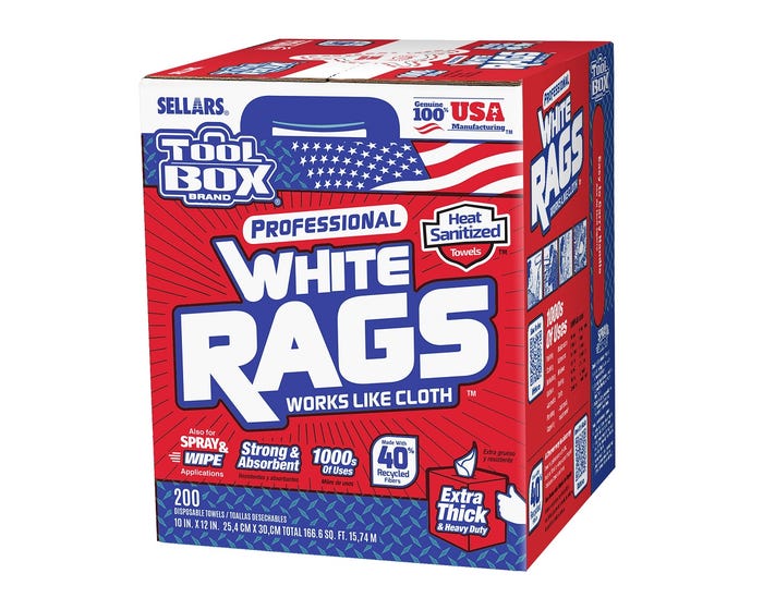 Tool Box White Rags， 200 Count - 5820201