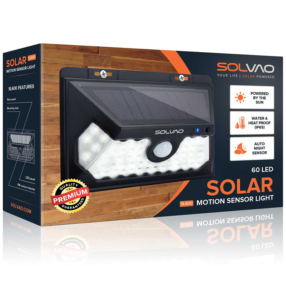 SOLVAO 60 LED Solar Motion Sensor Light for Outside - Motion Activated Night Light