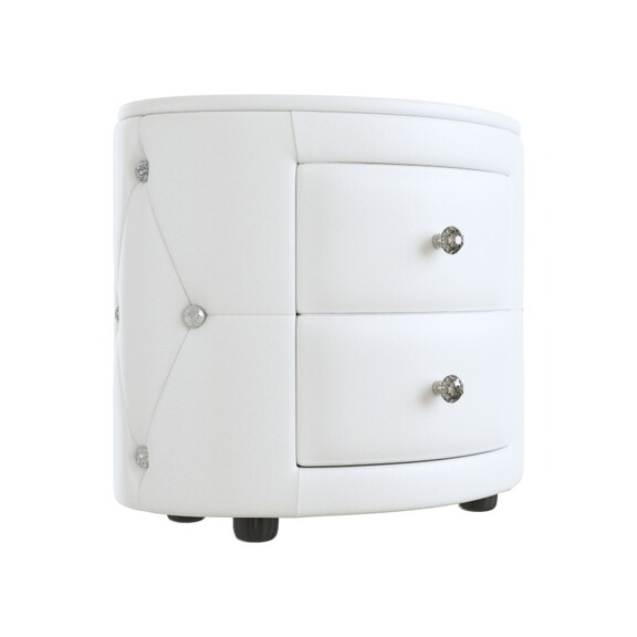 Elegant PU Nightstand with 2 Drawers and Crystal H...