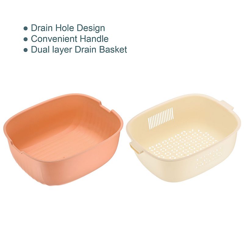 Plastic Colander Strainer Set 2PCS， Kitchen Food Strainer Basket