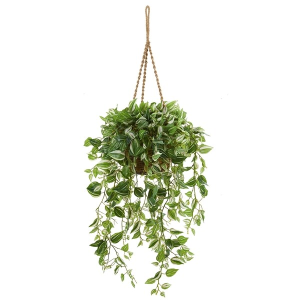 51 Wandering Jew Artificial Plant in Hanging Basket (Real Touch)