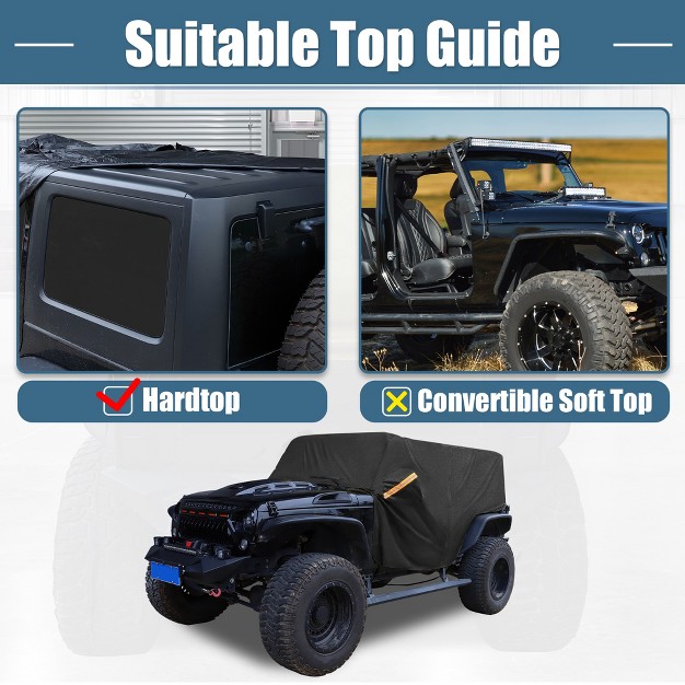 Unique Bargains Car Cover Cab Cover For Jeep Wrangler Jk Jl Hardtop 4 Door 2007 2021 Outdoor Sun Dust Snow Protection 210d Oxford