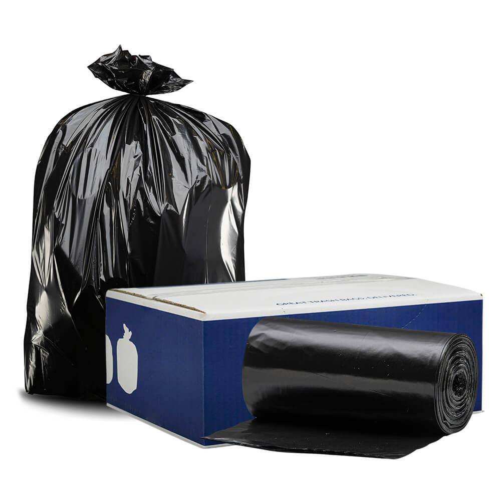 Plasticplace 50 in. W x 60 in. H 64 Gal. 1.5 mil Black Gusset Seal Toter Compatible Trash Bags (50-Case) W65LDBTL