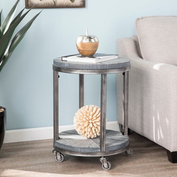 SEI Furniture Kenya Industrial Brown Wood Side Table