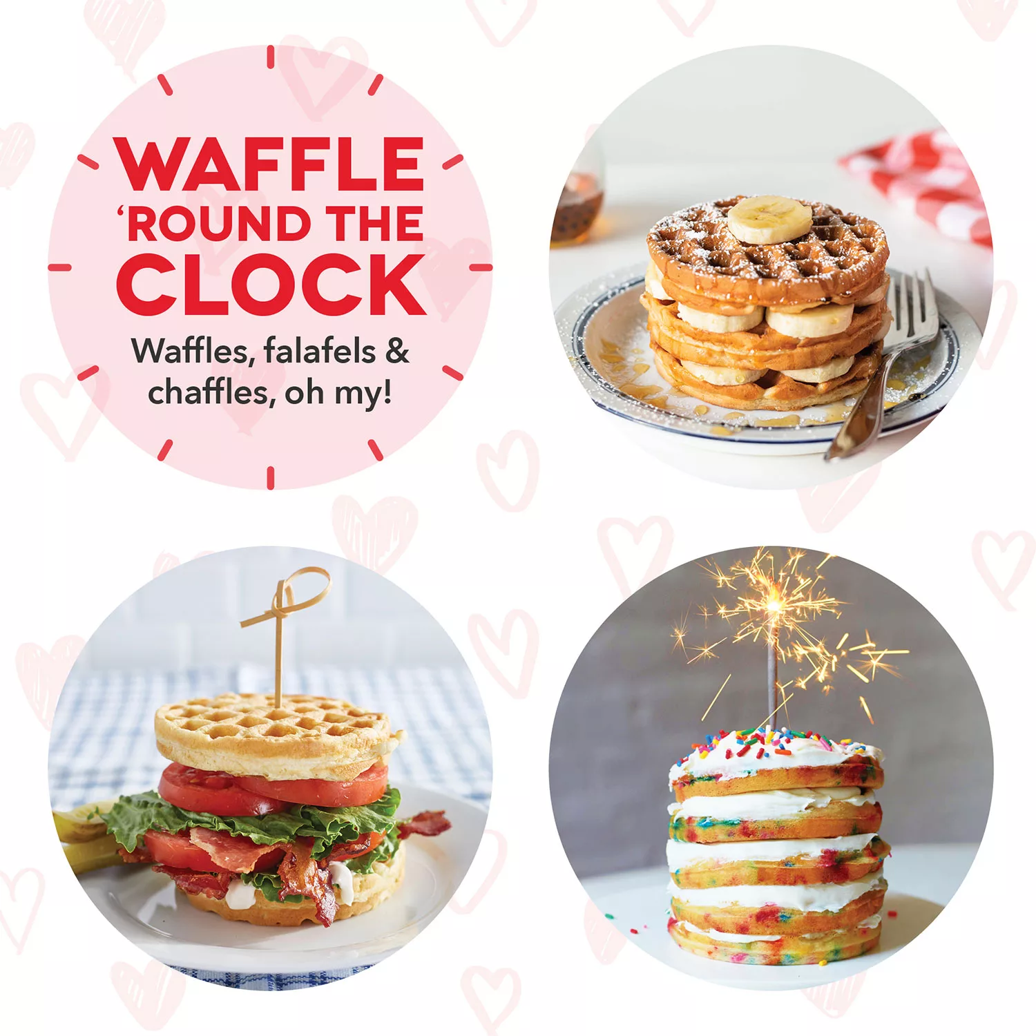 Dash Heart Miniature Waffle Maker with Heart Print Lid