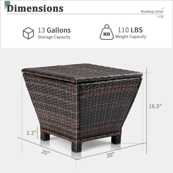 Outdoor 20 in. Wicker Storage Side Table