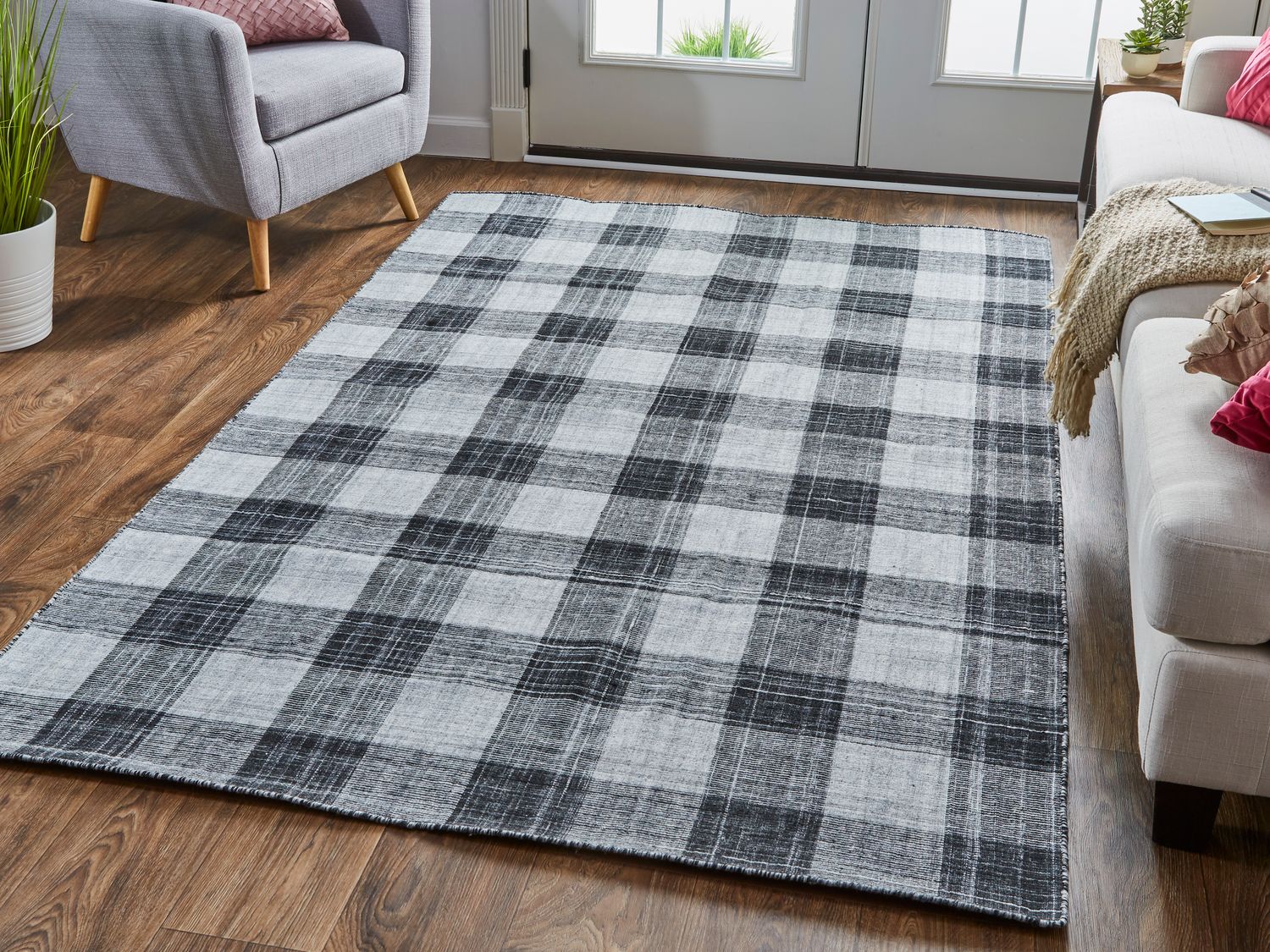 Moya Flatweave Black and Gray Rug by BD Fine