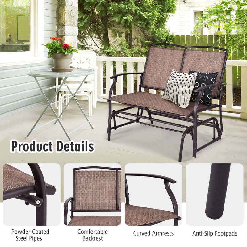 Weatherproof 2-Person Patio Swing Glider Bench Outdoor Rocking Lounge Chair Loveseat Rocker