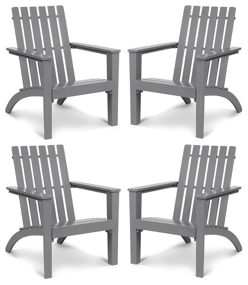 Weather Resistant Acacia Wood Outdoor Armchair Set of 4   Transitional   Adirondack Chairs   by Imtinanz  LLC  Houzz