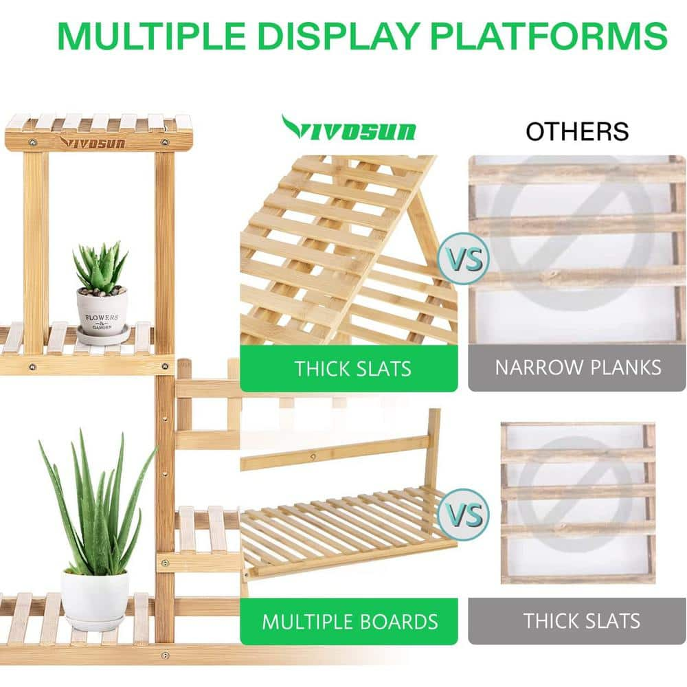 VIVOSUN 28.4in Tall IndoorOutdoor Bamboo Wood 7 Potted Plant Stand (6 -tiered) wal-PS013J