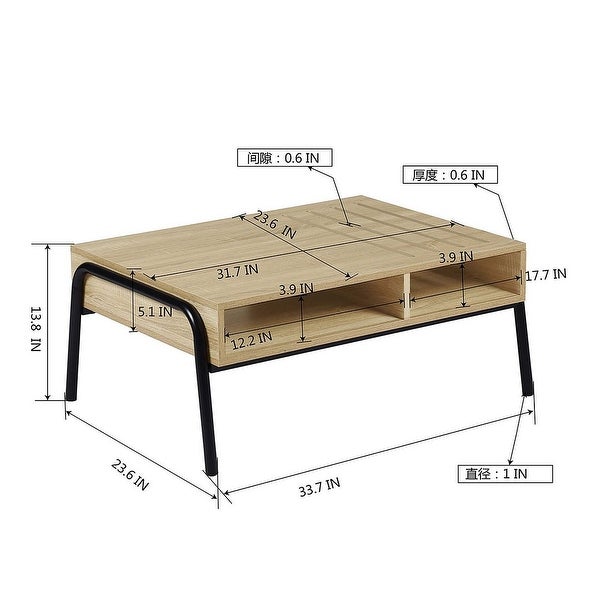 Metal Frame Coffee Table with Large Shelve Space