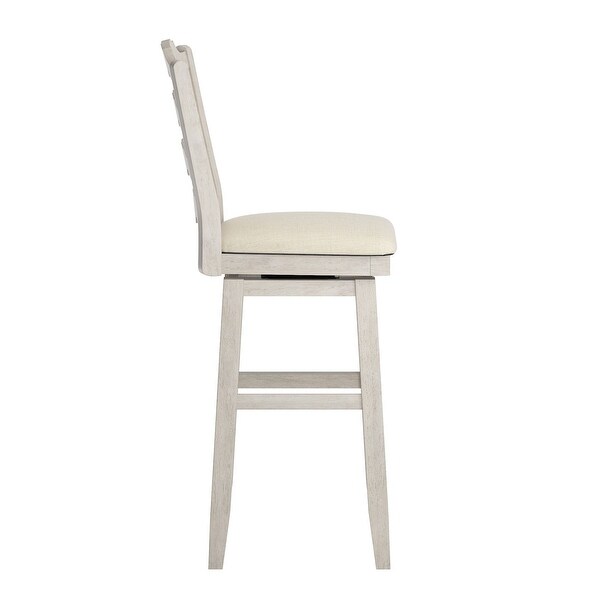 Sheena French Ladder Back Bar Height Swivel Stool， Antique White