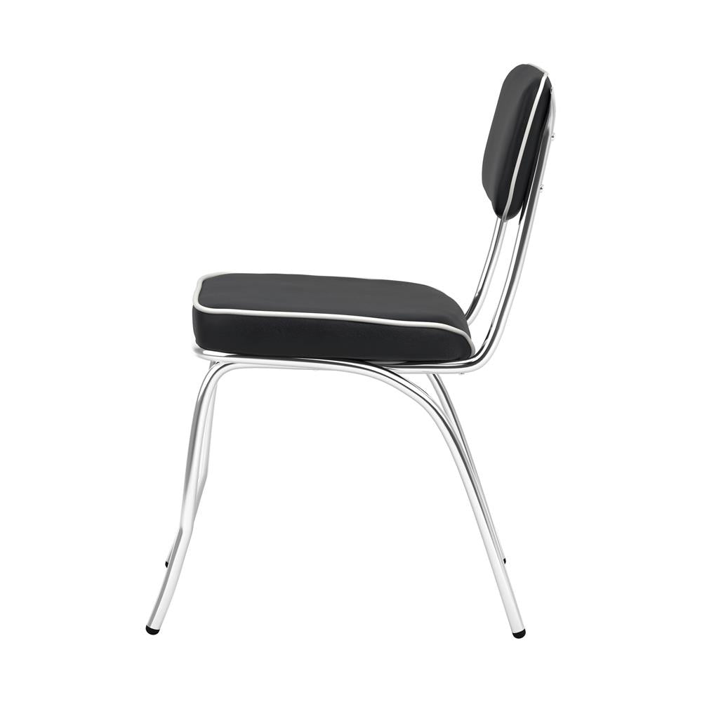 Retro Open Back Side Chairs Black and Chrome (Set of 2)