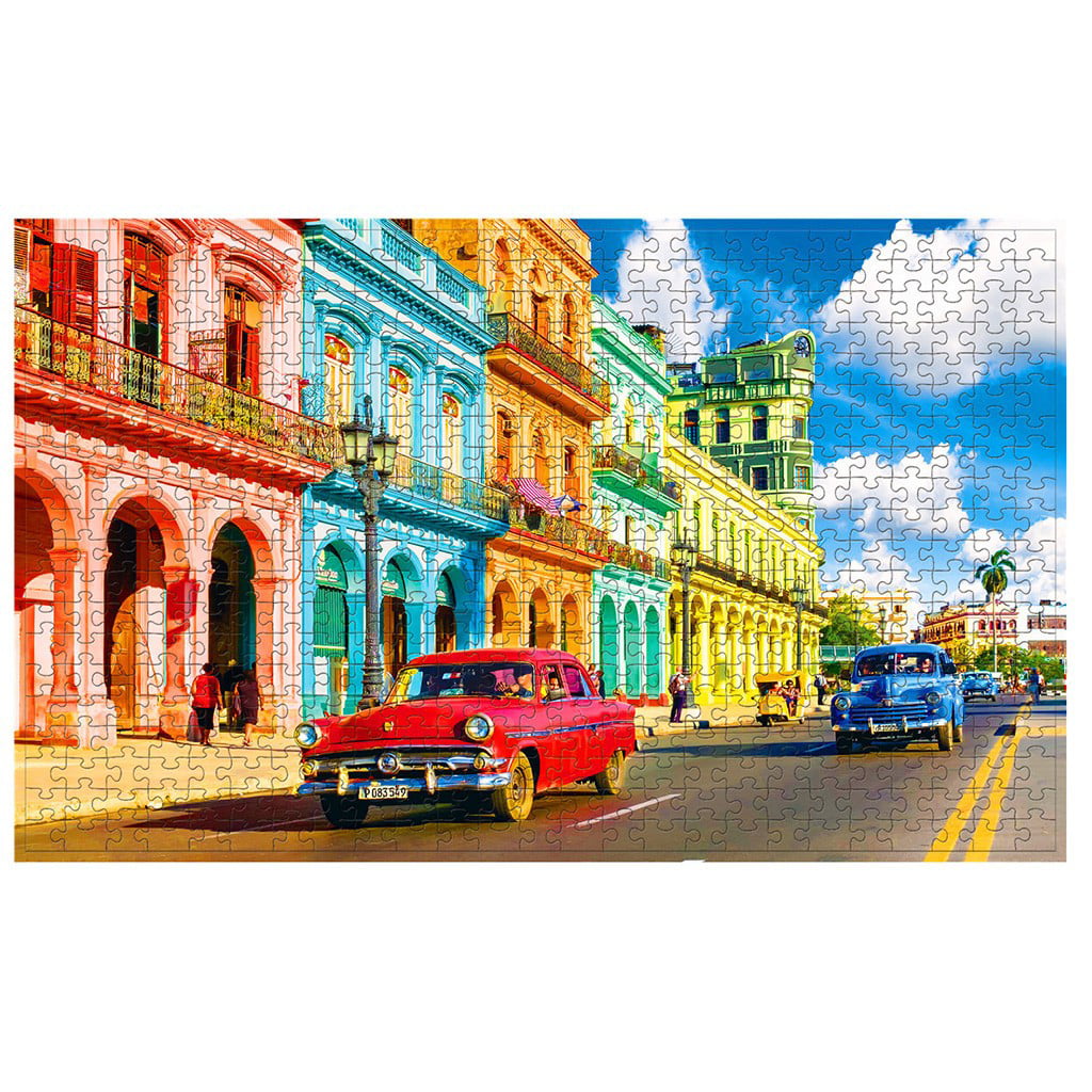 Oxodoi Deals Clearance 500 Piece Large Jigsaw Puzzle for Adults Kids - 500 pc Dream Landscape Jigsaw Puzzle Game Interesting Toys - Hand Made Puzzles Personalized Gift (Street Car)