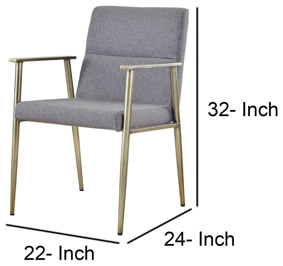 Benzara BM277336 Cid 24 quotDining Chair Armrest  Fabric Cushion Seat  Metal  Gray   Midcentury   Dining Chairs   by Uber Bazaar  Houzz