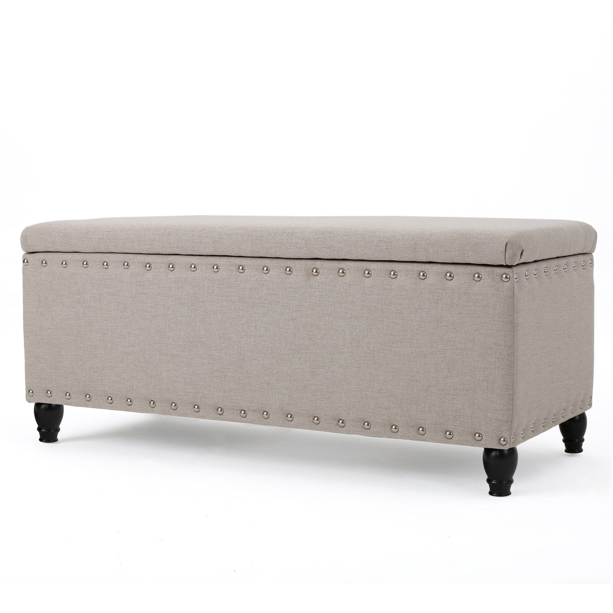 Tatiana Contemporary Fabric Storage Ottoman with Nailhead Trim