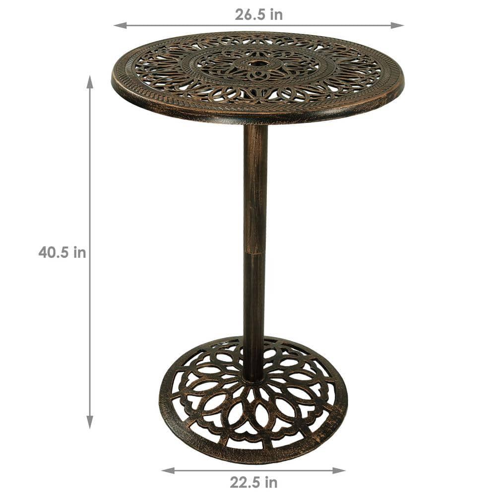 Sunnydaze Decor 40 in Cast Iron BarHeight Patio Outdoor Round High Top Pub Table