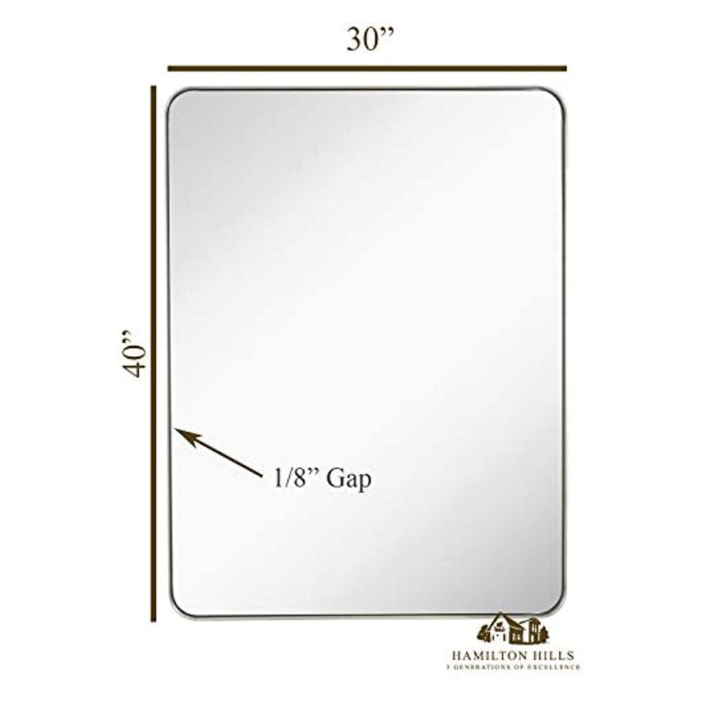 Contemporary Polished Metal Wall Mirror | Glass Panel Black Framed (30