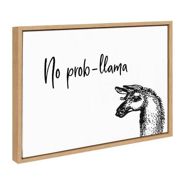 X 24 quot Sylvie No Prob Llama By Apricot And Birch Framed Wall Canvas Natural Kate amp Laurel All Things Decor