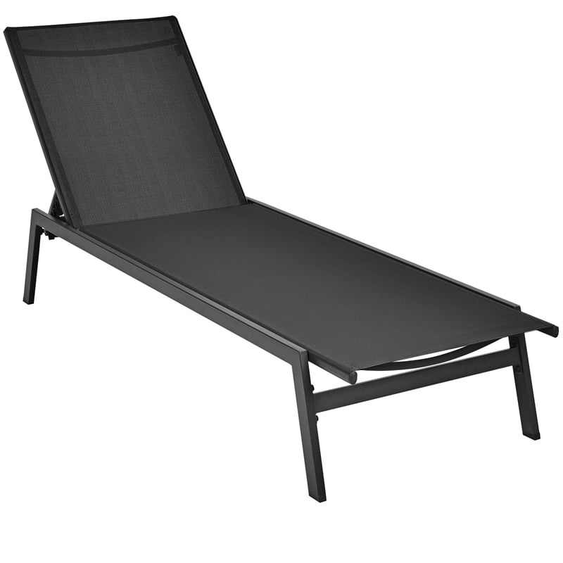 6-Position Fabric Chaise Lounge Chair Outdoor Sun Lounger for Pool Patio Deck Lawn