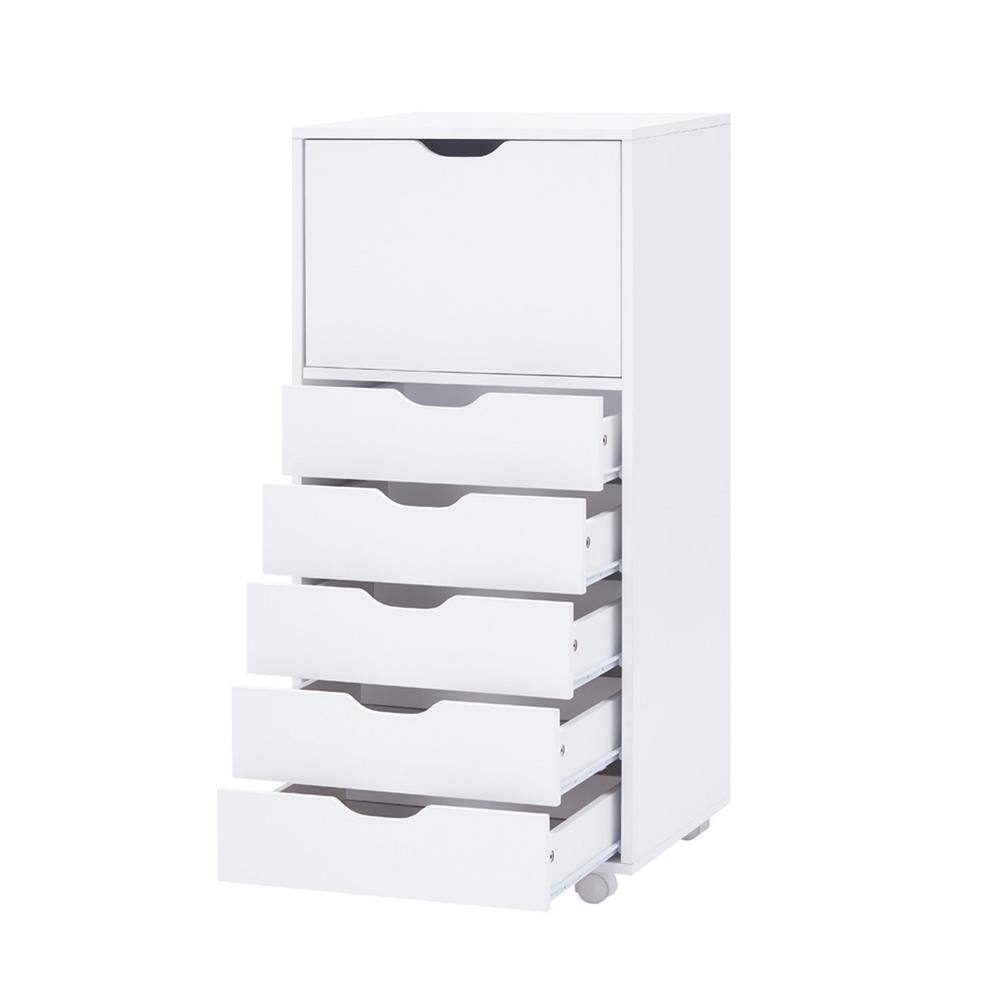 MAYKOOSH White 6-Drawer with Shelf Office File Cabinets Wooden File Cabinets for Home Office Lateral File Cabinet 29466MK