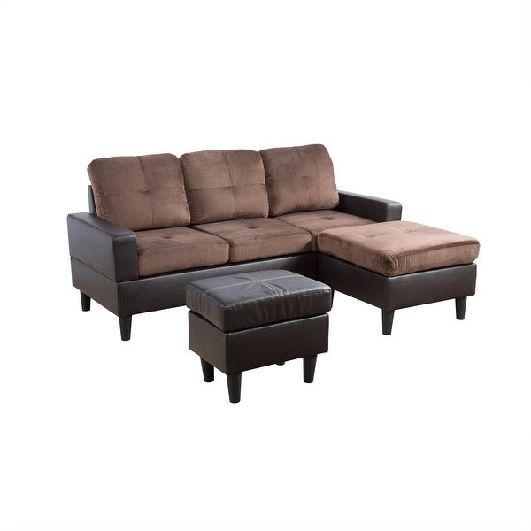 3-Piece Flexible Combination Sectional Sofa Set，Chocolate Microfiber(071) - 76