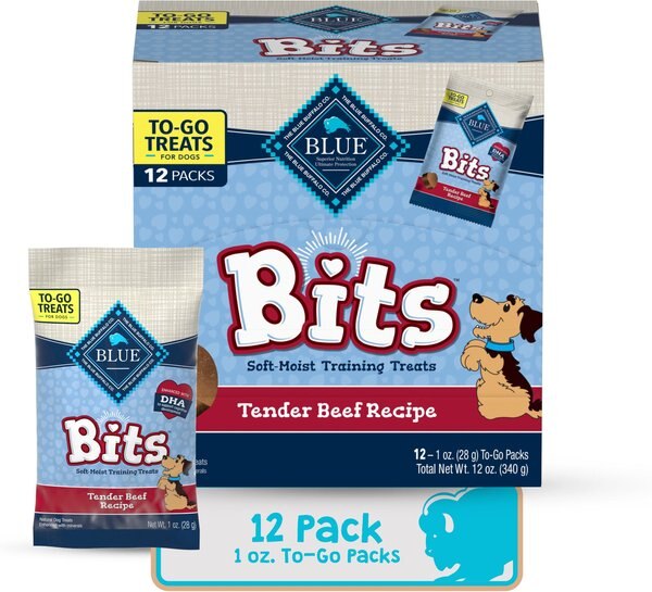 Blue Buffalo To-Go Bits Tender Beef Recipe Dog Treats， 12 count