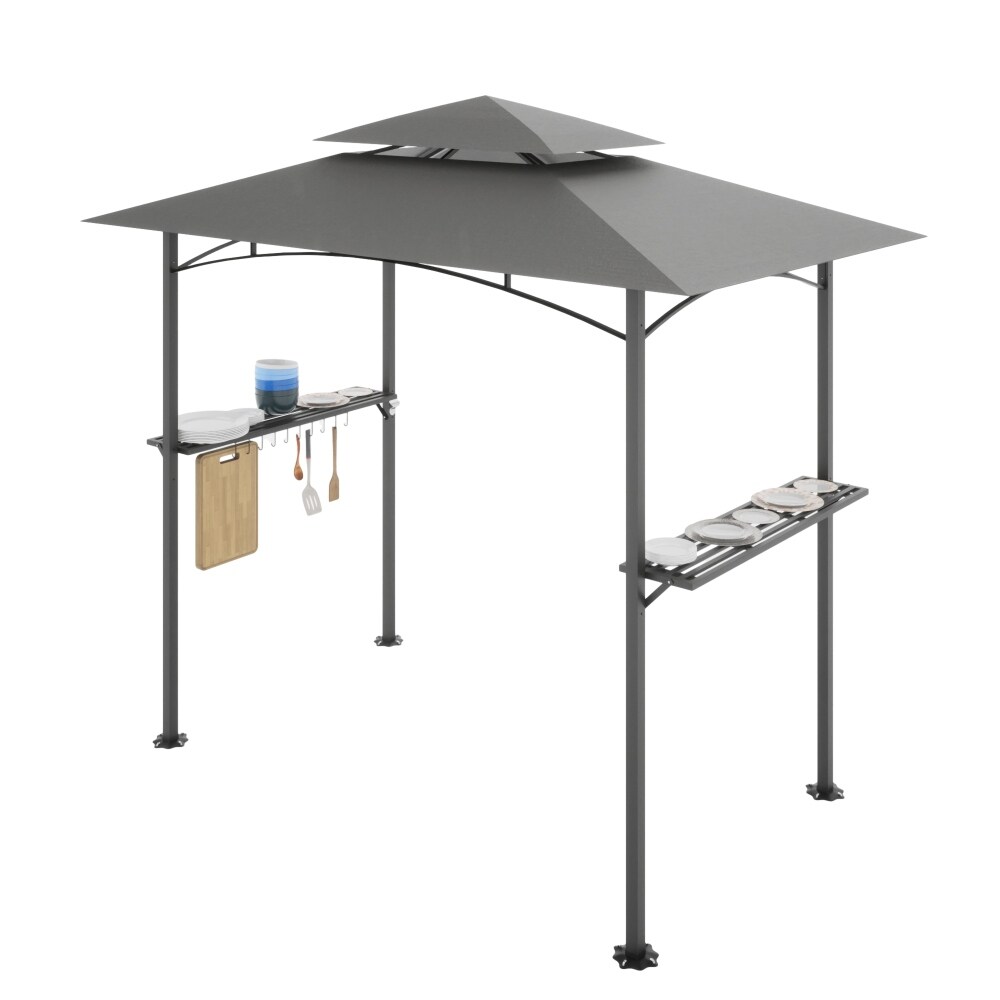 8x 5 ft Double Tiered Grill Gazebo Waterproof and Rip lock Fabric