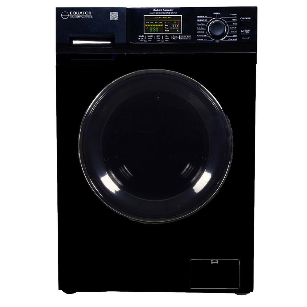 EQUATOR ADVANCED Appliances 1.62 cu.ft. Pet Compact 110V VentedVentless 15 lbs Sani Washer Dryer Combo 1400 RPM in Black EZ 4600 B