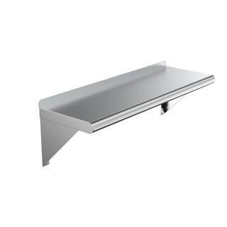 AMGOOD 12 in. x 30 in. Stainless Steel Wall Shelf. Kitchen Restaurant Garage Laundry Metal Shelf with Brackets AMG WS-1230