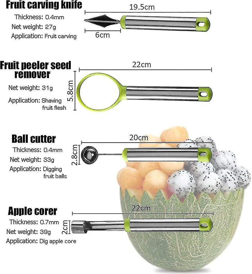 Set Of 7 Fruit Tools， Kitchen Aid Set， Multifunctional， Food-grade Stainless Steel， Apple Corer， Mel