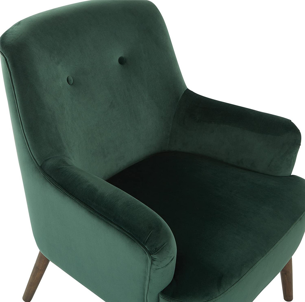 Mid Century Accent Chair  Velvet Seat With Button Tufted Back  Emerald Green   Midcentury   Armchairs And Accent Chairs   by Declusia  Houzz