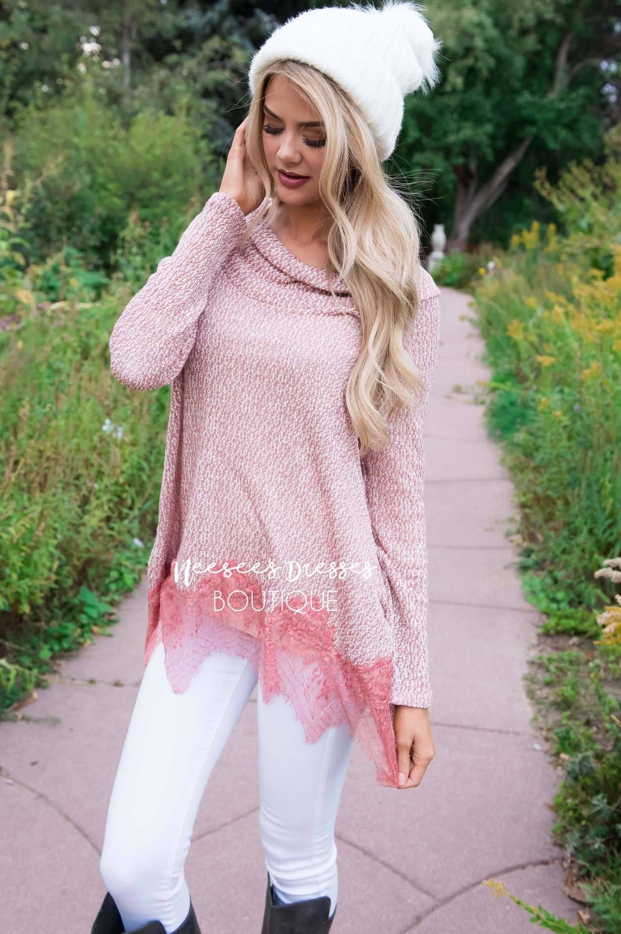 Lessons In Love Lace Trim Sweater