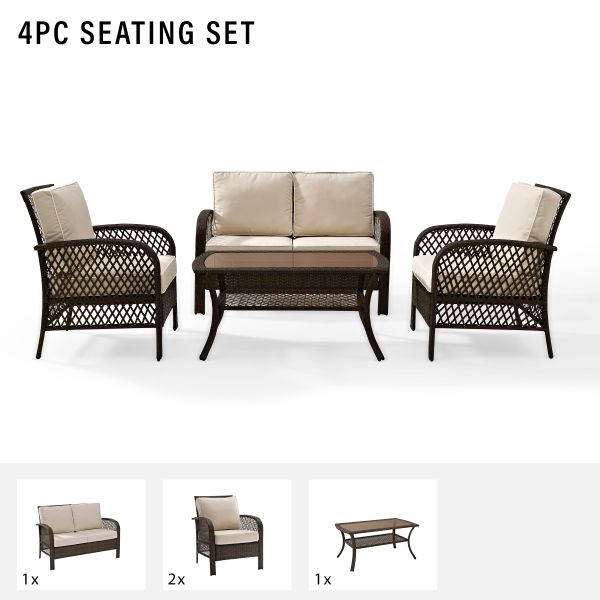 Tribeca 4Pc Outdoor Wicker Conversation Set