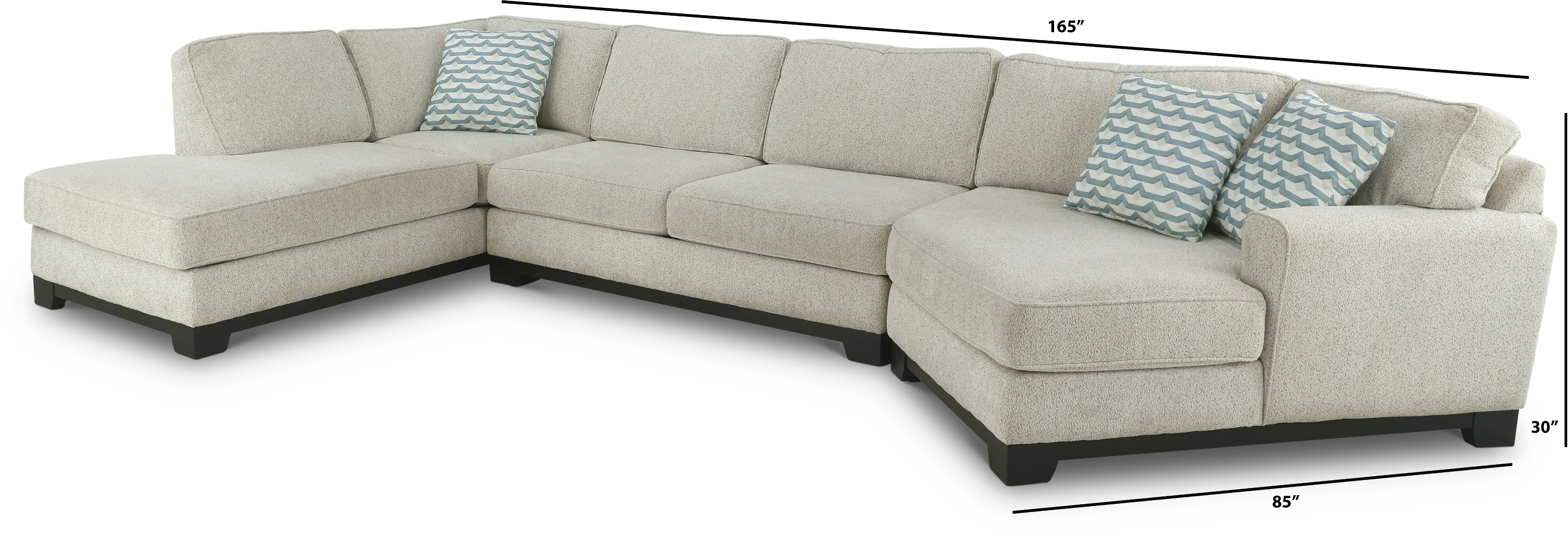 Pisces Off-White 3 Piece Chaise Sectional