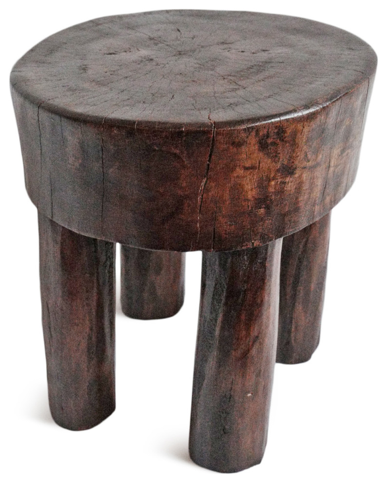 Consigned Ivory Coast Wood Stool 13   Rustic   Accent And Garden Stools   by Design Mix Furniture  Houzz