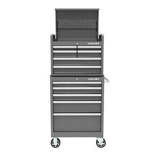 Husky 27 in. 11-Drawer Tool Chest and Cabinet Combo in Glossy Gray 410-027-0111